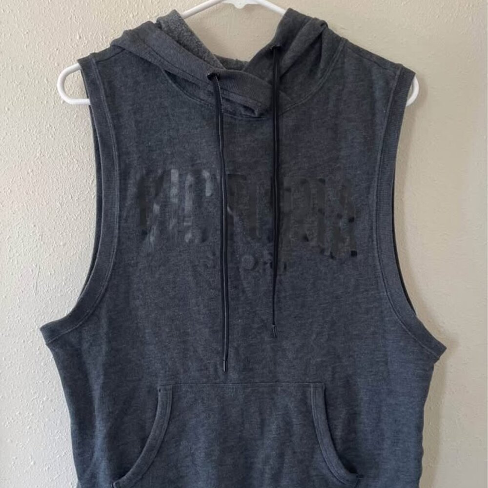 Victoria’s Secret Sz Medium VS Sport Dark Gray Sleeveless Open Back Hoodie